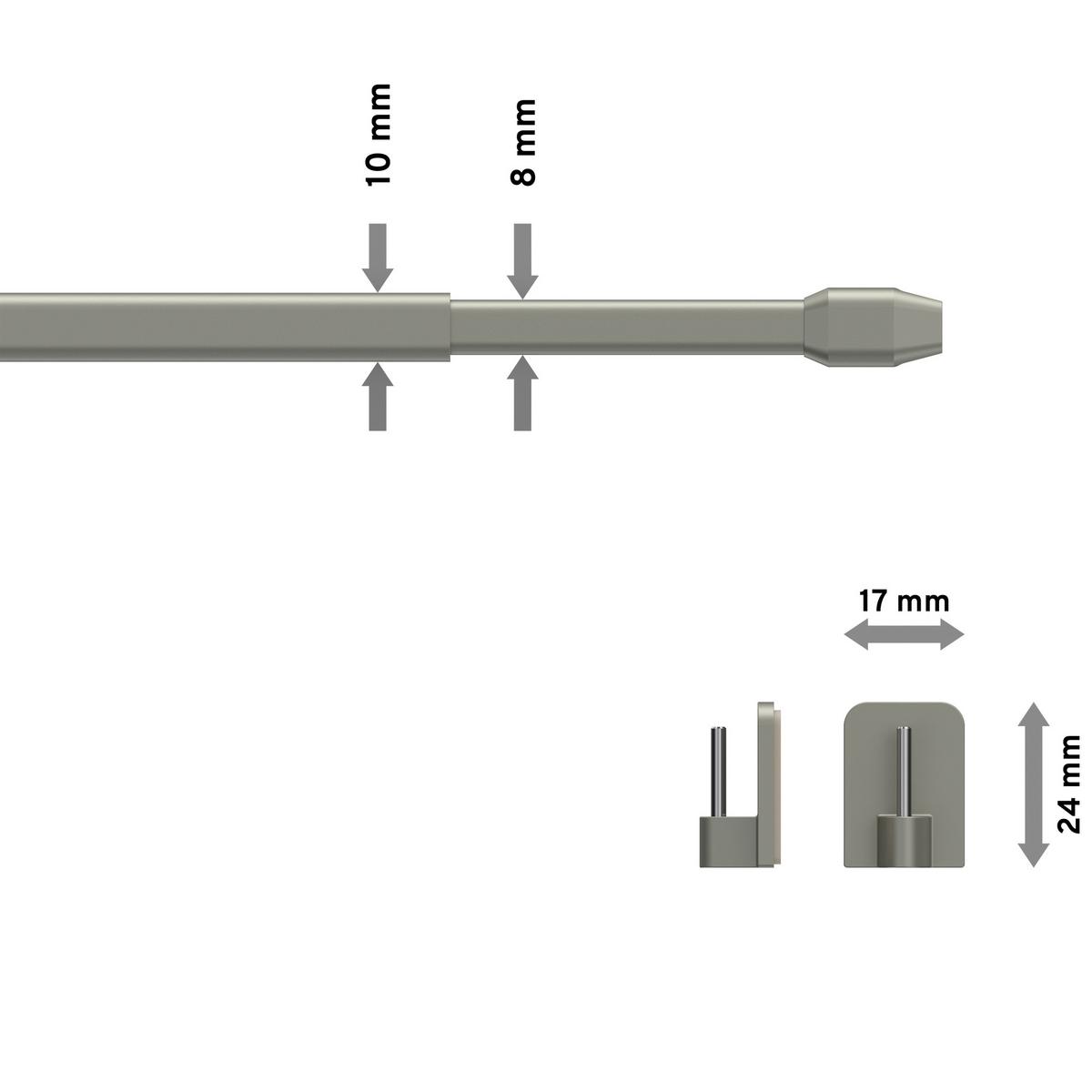 SCHEIBENSTANGEN / VITRAGESTANGEN MIT KLEBEHAKEN Geno 40-60 cm, oval, Silbergrau, Packung 2 Stück - Alufarben, Kunststoff/Metall (1.2/2.4/60cm) - INTERDECO