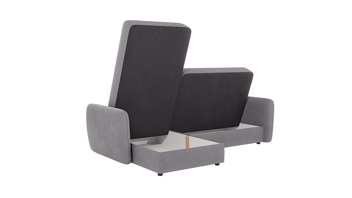 ECKSOFA Lupo Grau Mikrofaser - Schwarz/Grau, Holz/Kunststoff (232/147cm) - S-Style Möbel