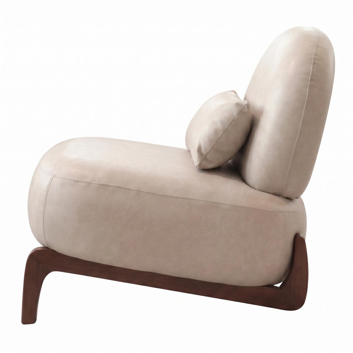 SESSEL Samt Camel Armlos Holzbeine Lounge Lesesessel Wohnzimmer - Hellbraun, Textil (86.9/69.9/72.1cm) - Urban Meuble