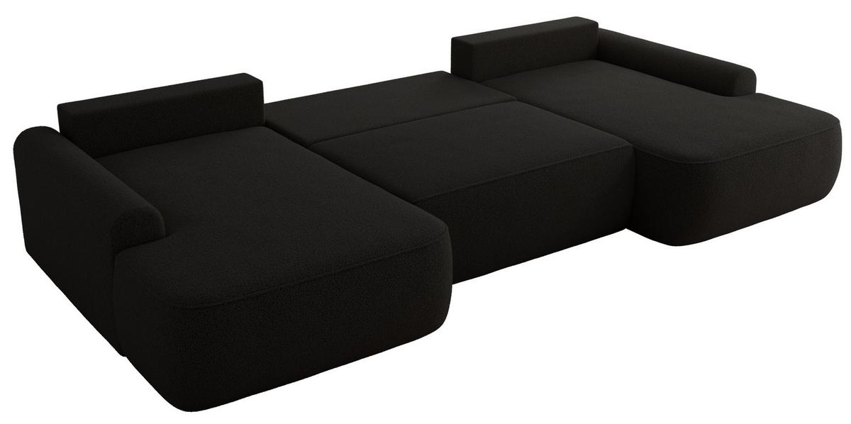 WOHNLANDSCHAFT CUBO U Schwarz Boucle - Schwarz, Kunststoff/Textil (370/100/187cm) - MKS