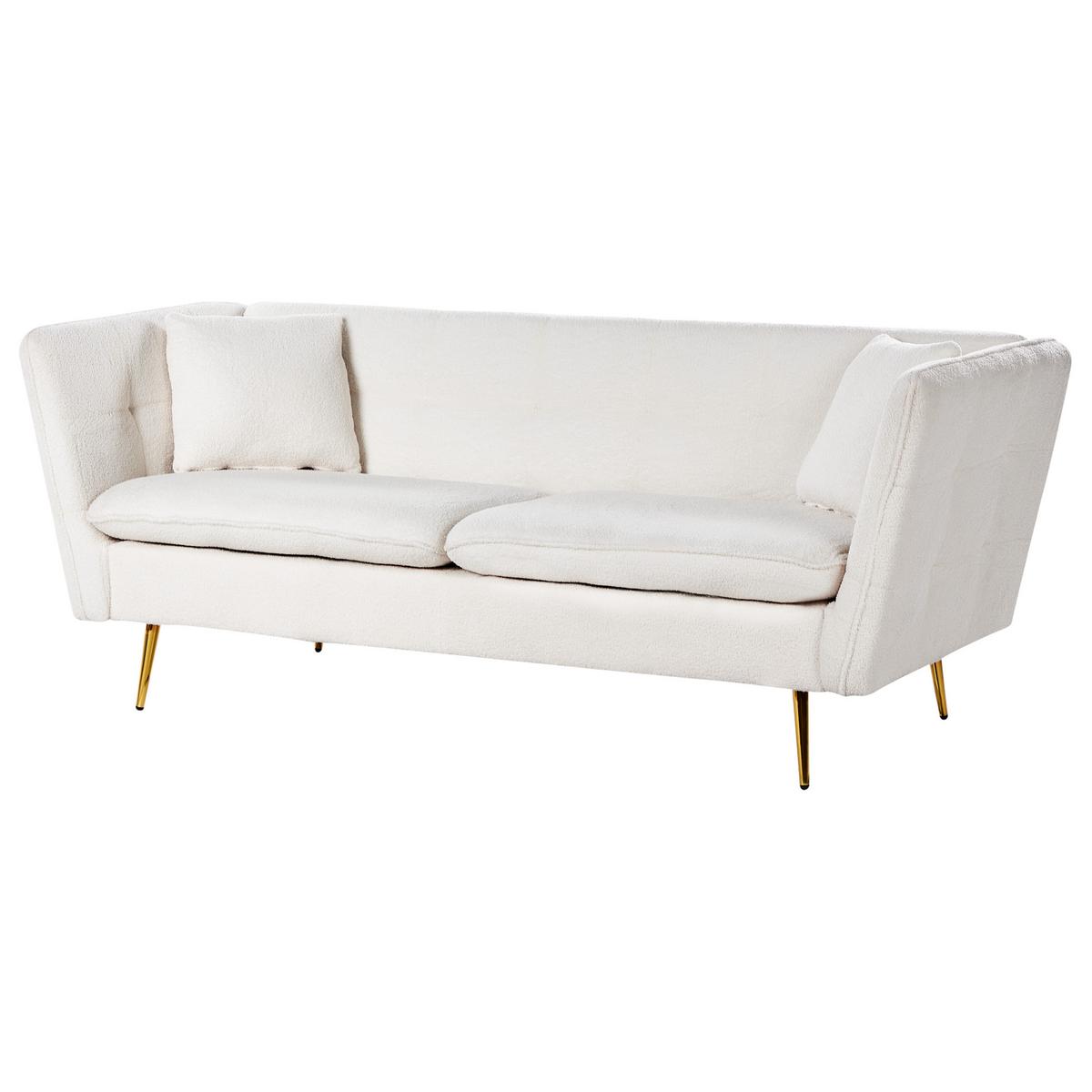 3-SITZER-SOFA Bouclé Cremeweiß Frederica - Creme, Textil (200/77/80cm) - Beliani