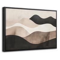 LEINWAND Bilder mit Rahmen - Abstrakt - Landschaft - Wellen - Cremefarben - 30x20 - Cappuccino, Textil (30/20cm) - MuchoWow