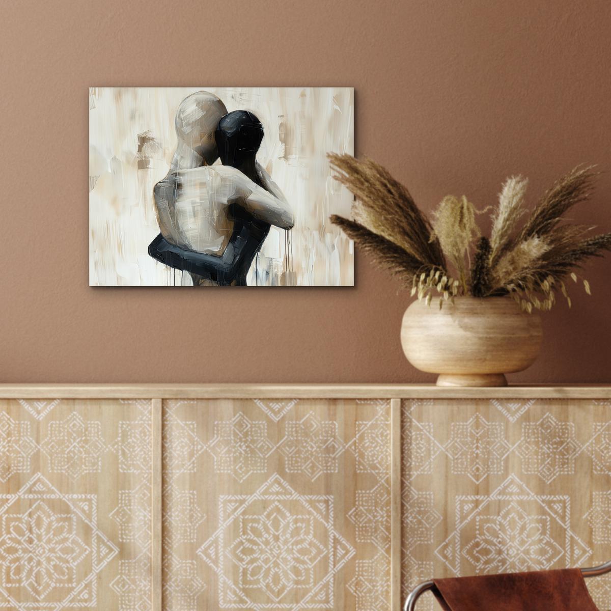 METALLBILD Abstrakt - Liebe - Schwarz und weiß - Modern 40x30 cm - Schwarz, Metall (40/30cm) - MuchoWow
