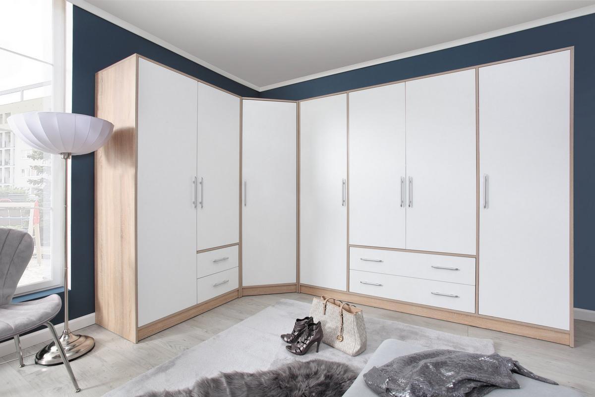 DREHTÜRENSCHRANK VANO 100/190/56cm 2-türig Weiß - Weiß, Holzwerkstoff (100/190/56cm) - MASSENO