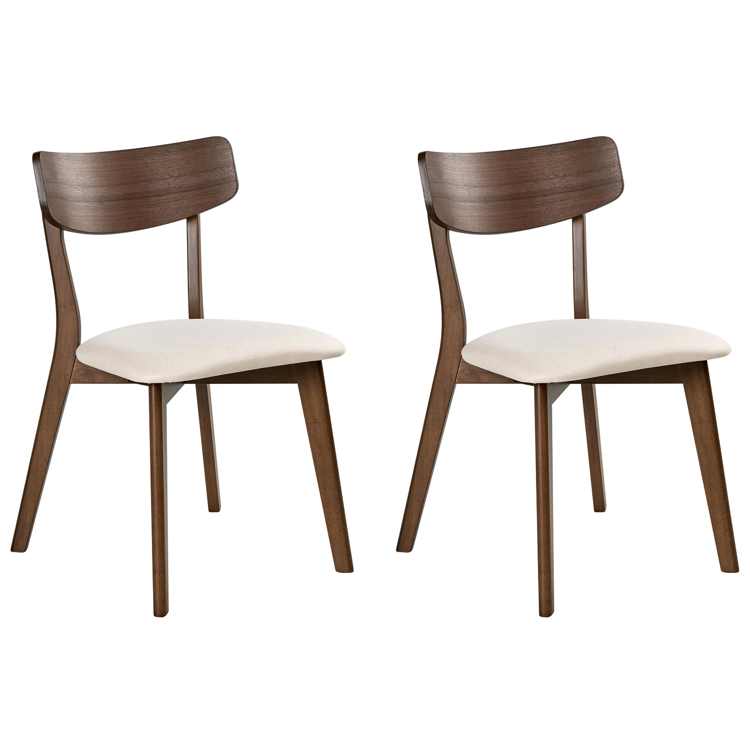 ESSZIMMERSTUHL 2er Set Holz Dunkelbraun/Cremeweiß Hope - Dunkelbraun/Weiß, Holz (51/77/49cm) - Beliani