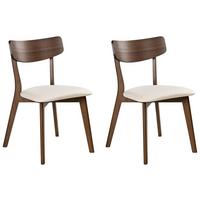 ESSZIMMERSTUHL 2er Set Holz Dunkelbraun/Cremeweiß Hope - Dunkelbraun/Weiß, Holz (51/77/49cm) - Beliani