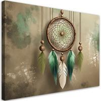 LEINWANDBILD Traumfänger Boho 100x70cm - Grün, Textil (100/70cm) - Feeby