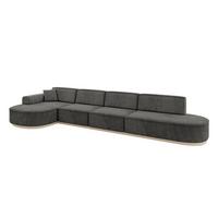 ECKSOFA Ottomane Links MARI-L3-v1 - 413x171x83 cm Dunkelgrau Velours - Dunkelgrau, Holzwerkstoff/Textil (413/171cm) - ALTDECOR
