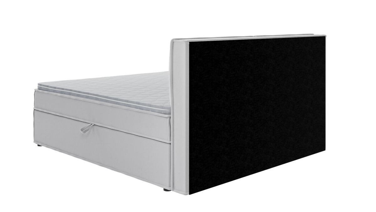 BOXBETT Eclipse 180/200 cm Silber Luxusmicrofaser - Silberfarben/Schwarz, Holz/Kunststoff (180/200cm) - S-Style Möbel