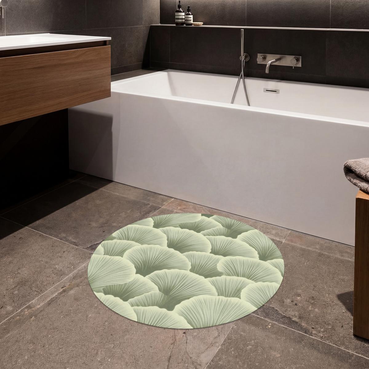 BADEMATTE Fächer - Blatt - Grün Badvorleger 70x70 cm - Pastellgrün, Textil (70/70cm) - OnlyWow