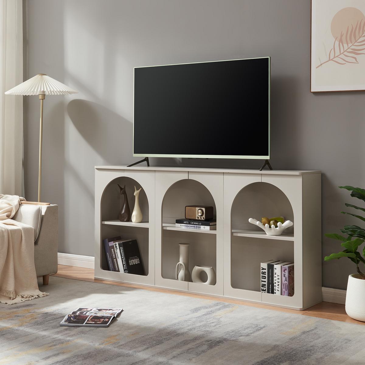 SIDEBOARD Trorhun - Grau, Holzwerkstoff (30/80/160cm) - [en.casa]