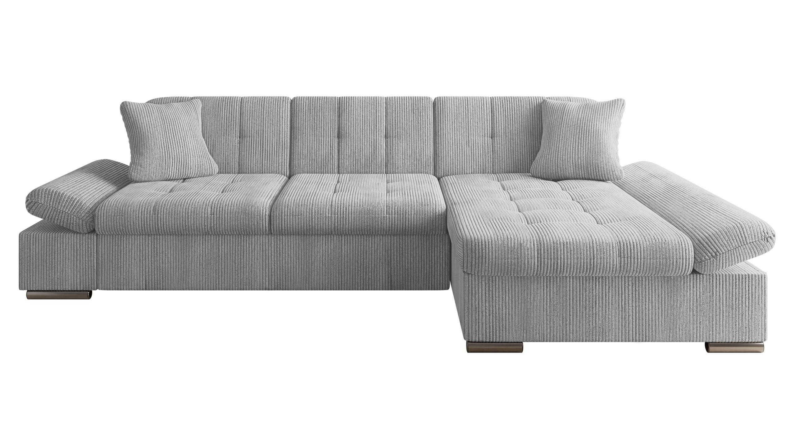 ECKSOFA Montana Cord, Seite: Rechts - Hellgrau, Holz/Textil (278/161cm) - MIRJAN24