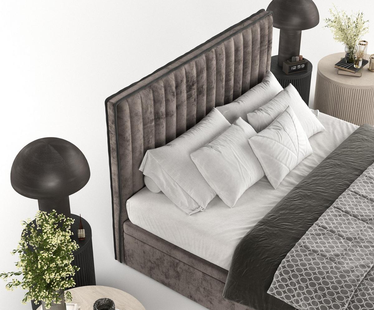 POLSTERBETT Keva mit Stauraum 160/200 cm Braun im Lotta Stoff - Schwarz/Braun, Holz/Holzwerkstoff (160/200cm) - AltaBeds