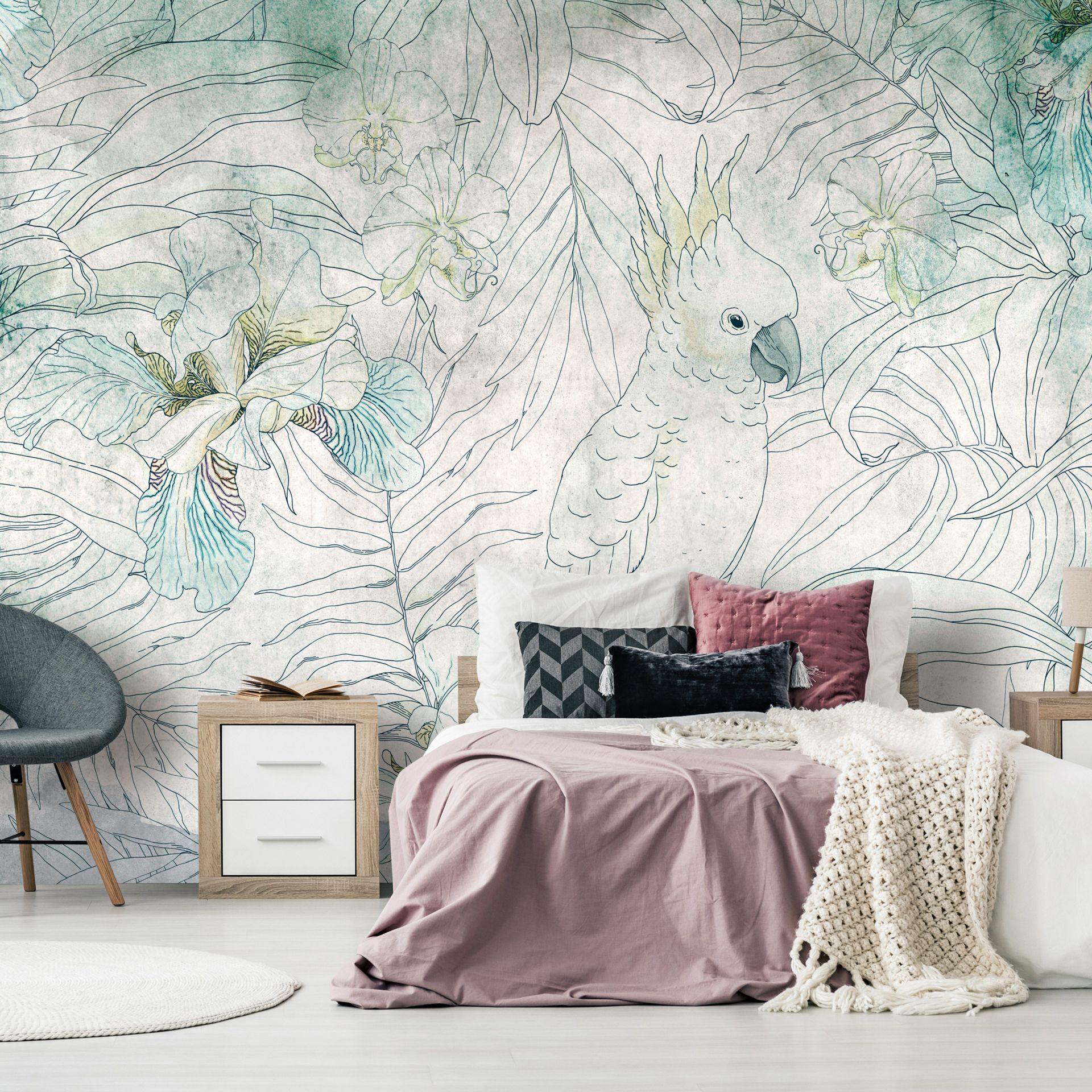 SELBSTKLEBENDE FOTOTAPETE 196/140 cm - Grau/Grün, Kunststoff/Textil (196/1cm) - KUNSTLOFT