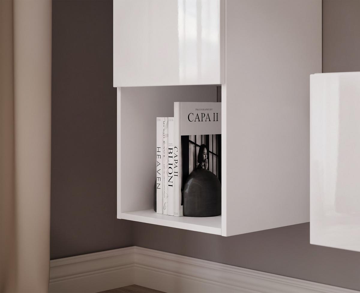 WOHNWAND ANGEL LINE I 2-teilig, mit LED-Beleuchtung, Weiß Hochglanz - Weiß Hochglanz, Holzwerkstoff (240/180/40cm) - Idohome