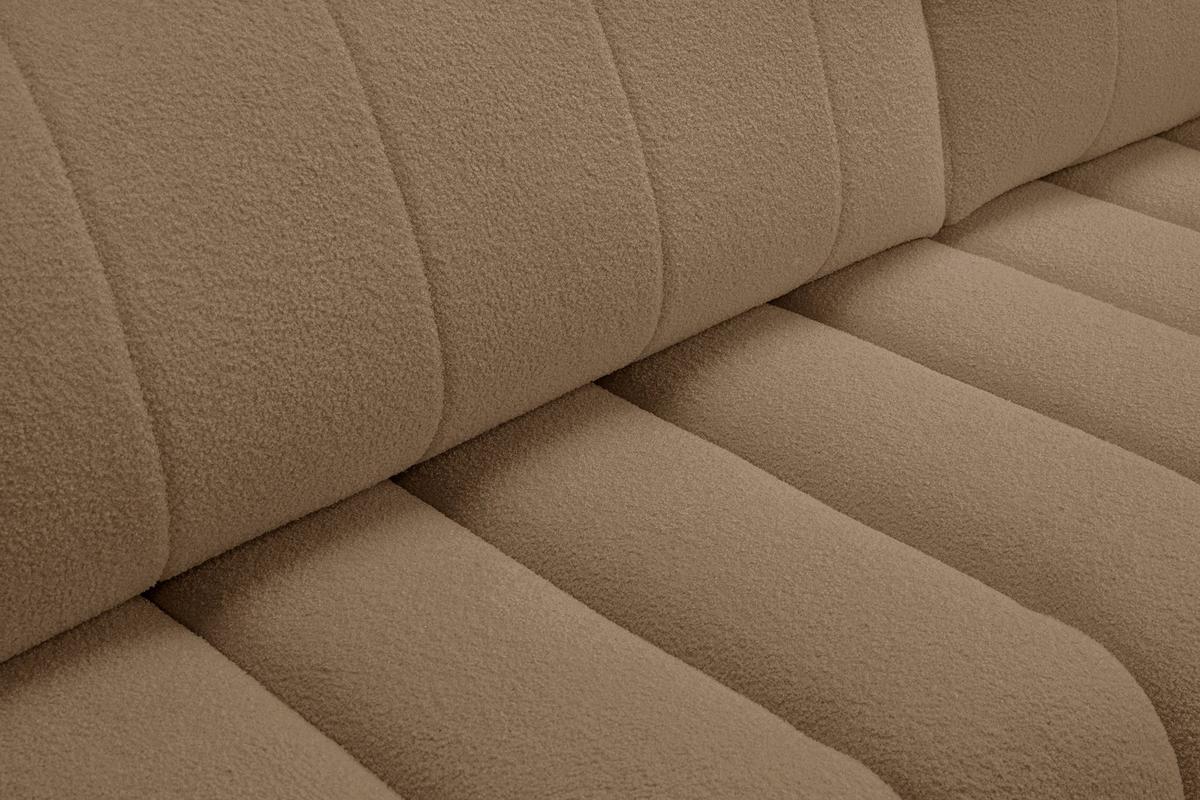 ECKSOFA GIOIA R-S Braun Boucle-Stoff mit Schlaffunktion - Braun, Holz (276/176cm) - MASSENO
