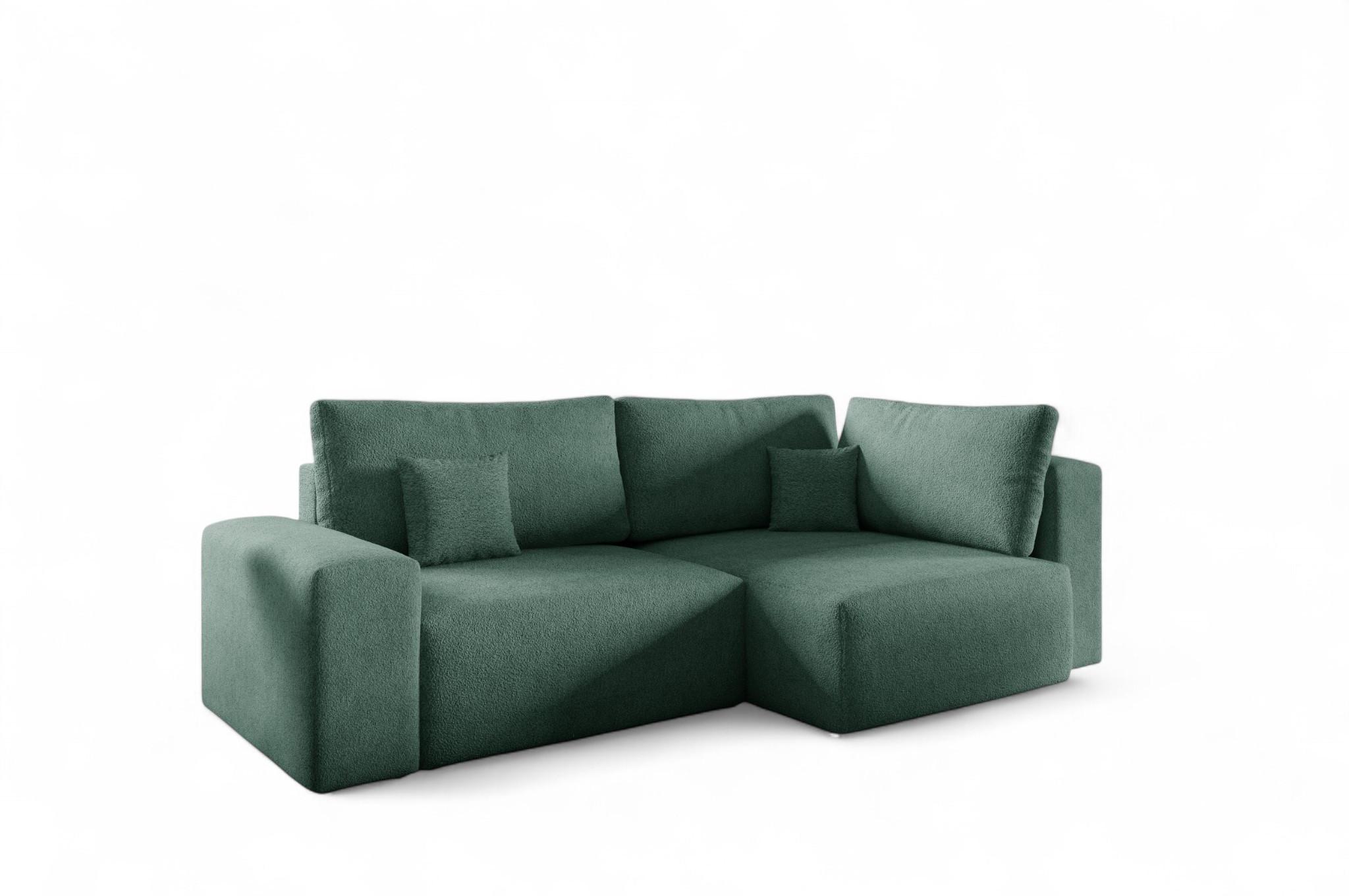 ECKSOFA Arona Mit Schlaffunktion - Grün, Holzwerkstoff/Textil (253/148cm) - Fun Möbel