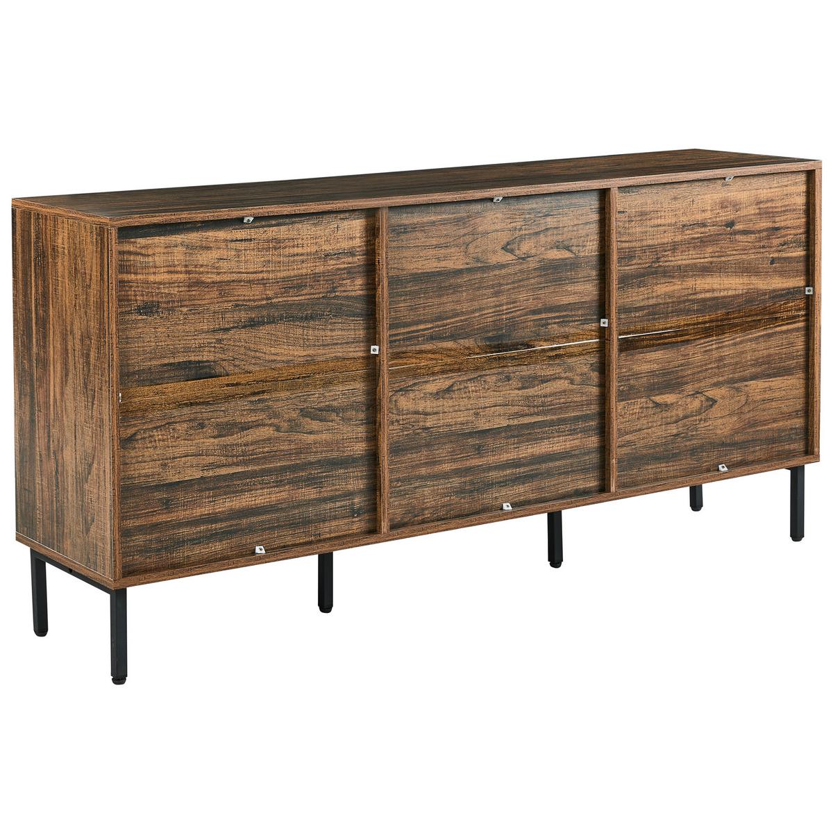 KOMMODE mit 9 Schubladen Dunkelbraun Keith - Dunkelbraun, Holzwerkstoff (150/73/35cm) - Beliani