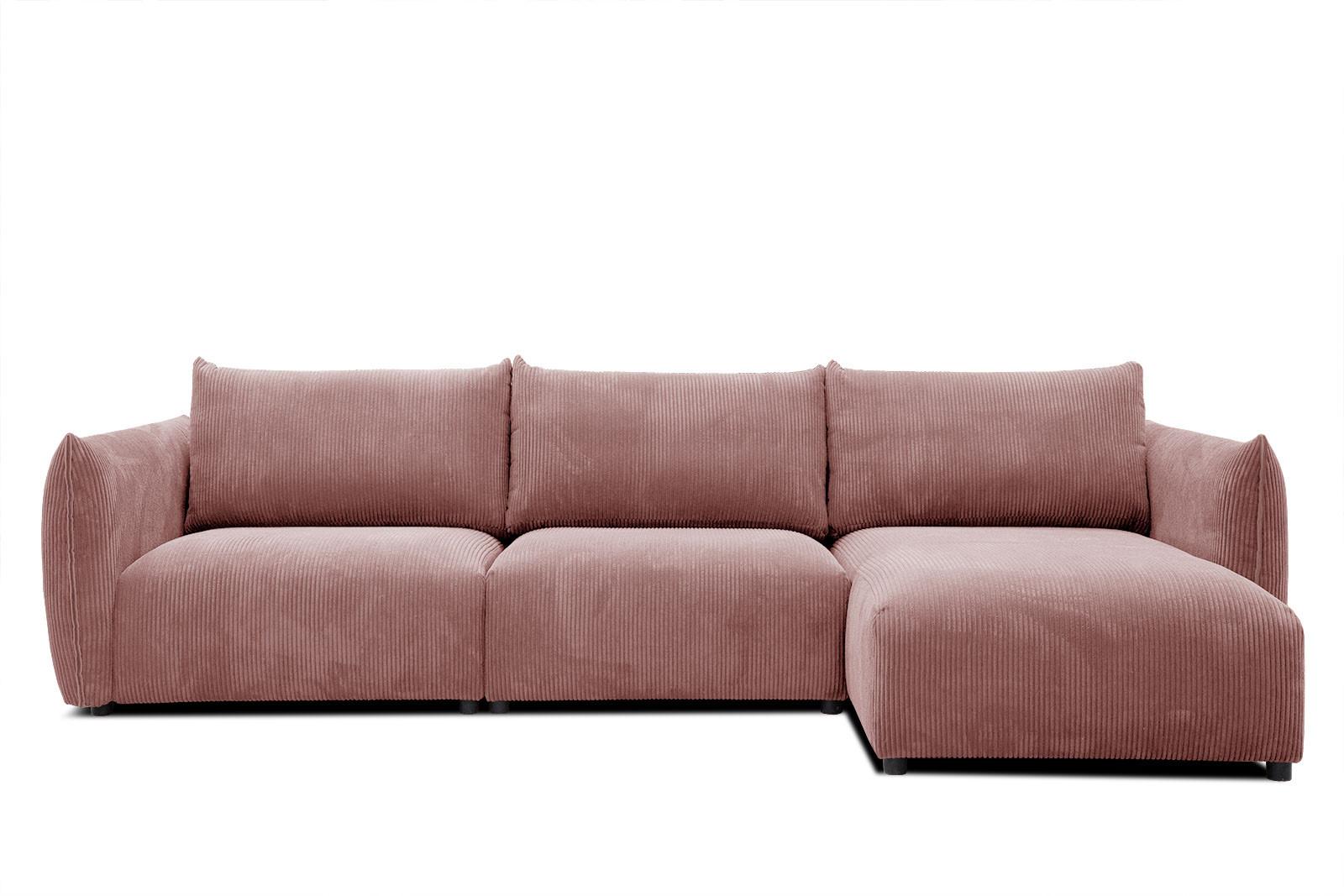 ECKSOFA TAUER 5-Sitzer, altrosa - Altrosa/Schwarz, Holzwerkstoff/Kunststoff (294/173cm) - Wozimo