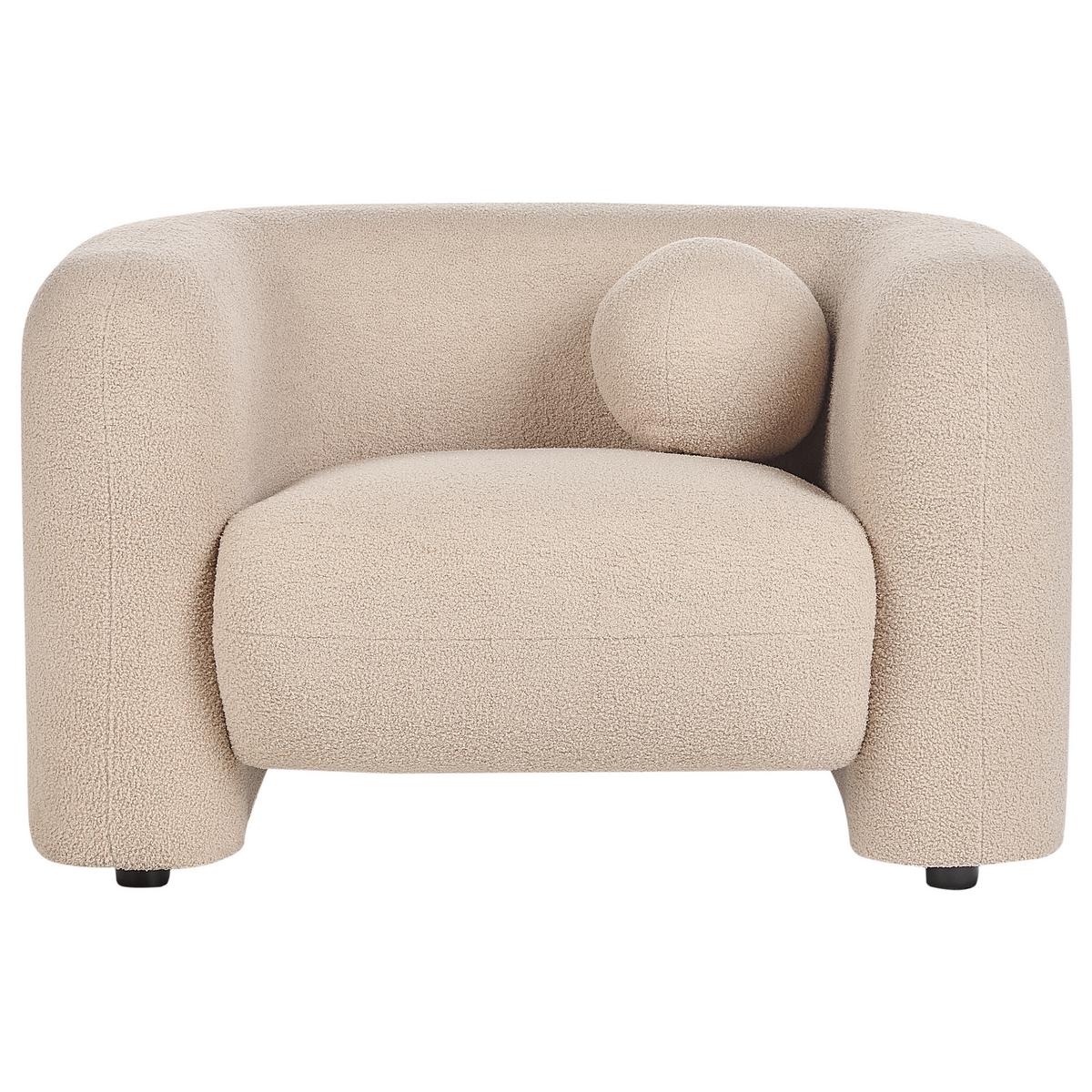SESSEL Bouclé Beige Leiren - Beige, Textil (111/73/83cm) - Beliani