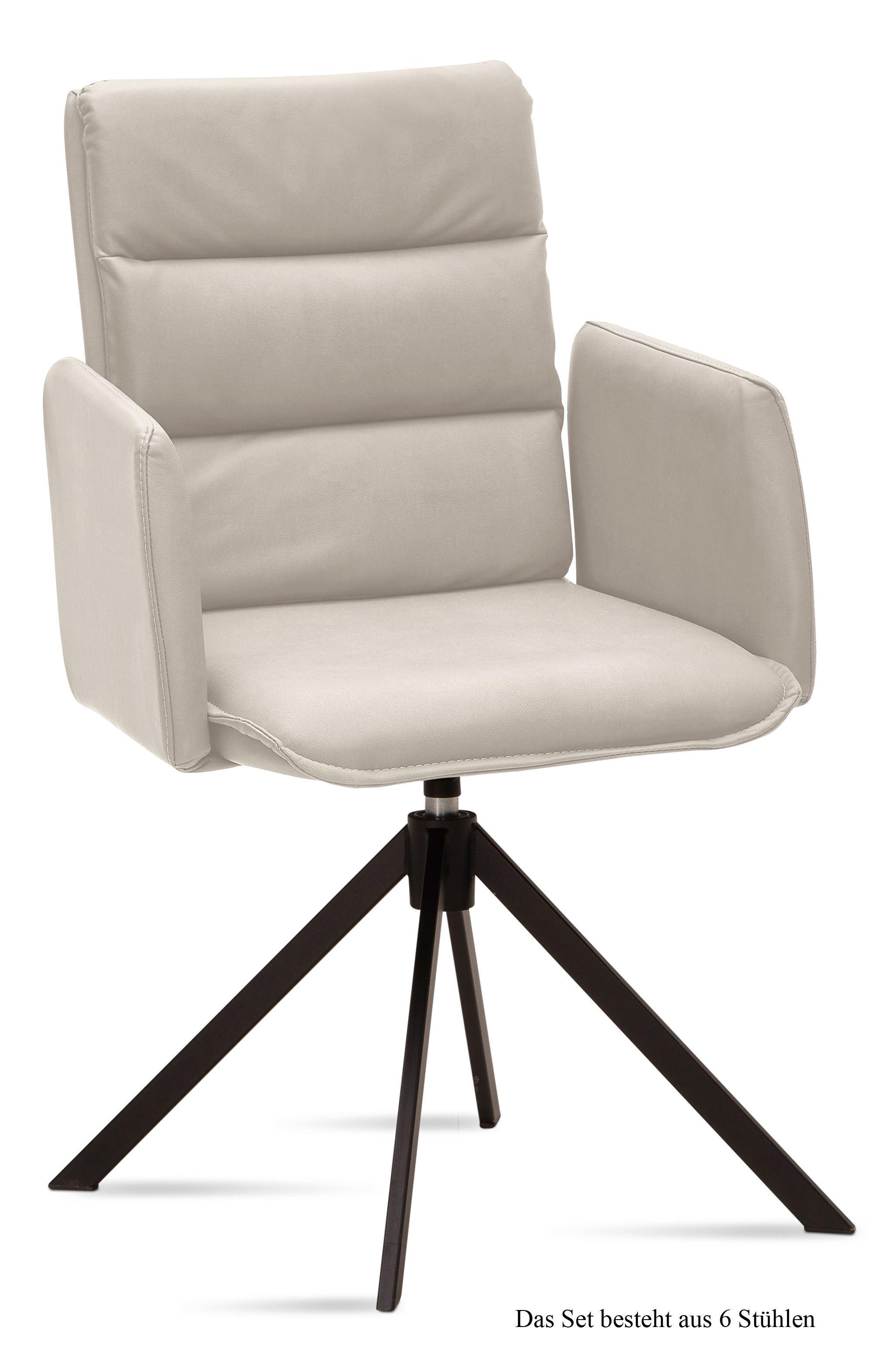 ARMLEHNSTUHL drehbar (6er-Set) Delila 52x92x60 Schwarz/Natur - Schwarz/Naturfarben, Kunststoff (60/92/52cm) - 58aufmkessel