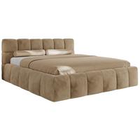 POLSTERBETT NIRA CLASSIC 140/200 - Beige Plüsch - Multipocket-Matratze - Beige, Textil (140/200cm) - MKS