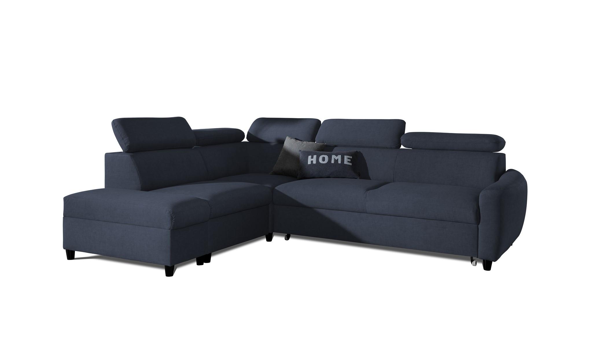 ECKSOFA Schlafsofa Anton In Esito - Dunkelblau, Holzwerkstoff/Textil (205/265cm) - Fun Möbel