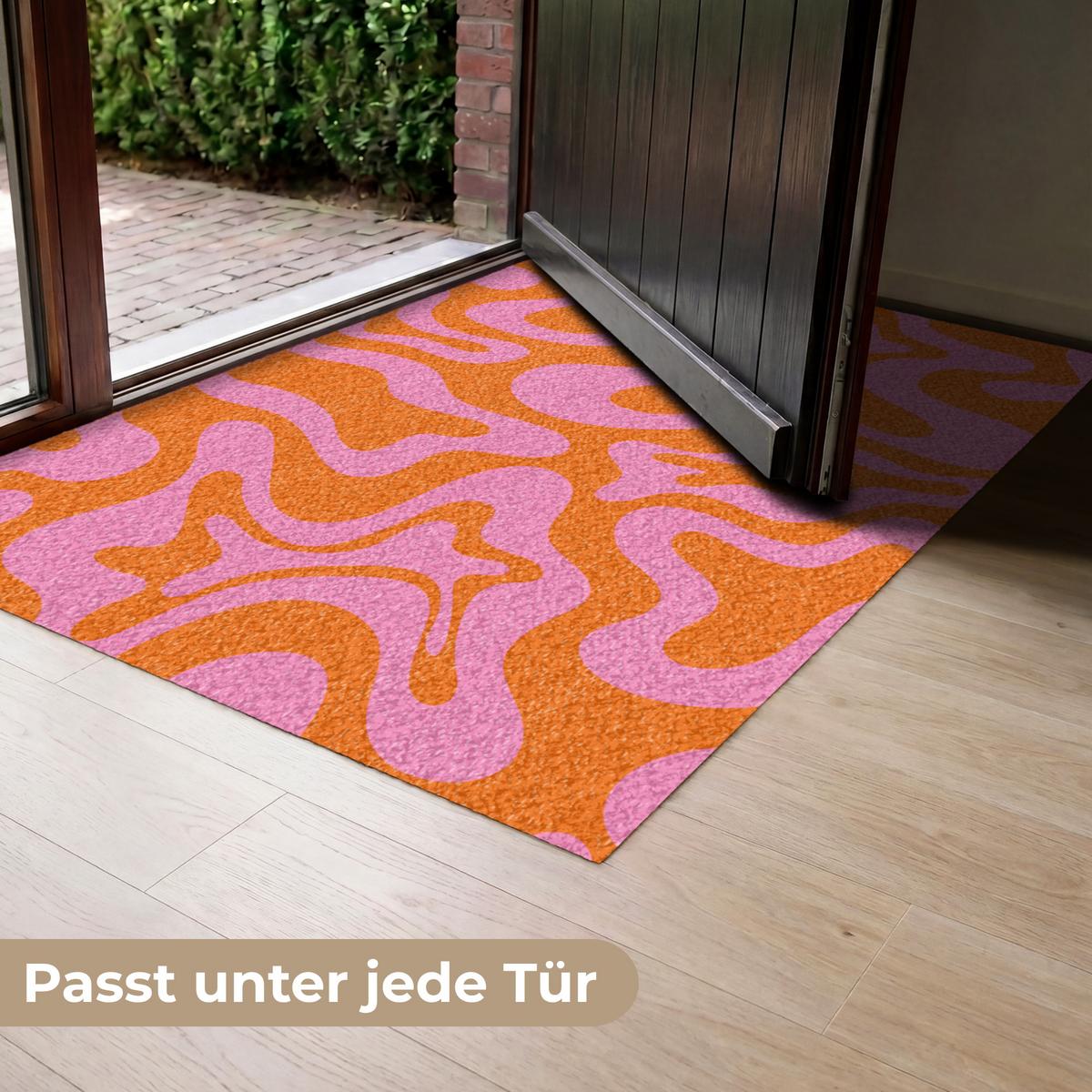 FUSSMATTE Muster - Rosa - Orange - Abstrakt - Modern Türmatte 120x80 cm - Pink, Kunststoff (120/0.4cm) - MuchoWow