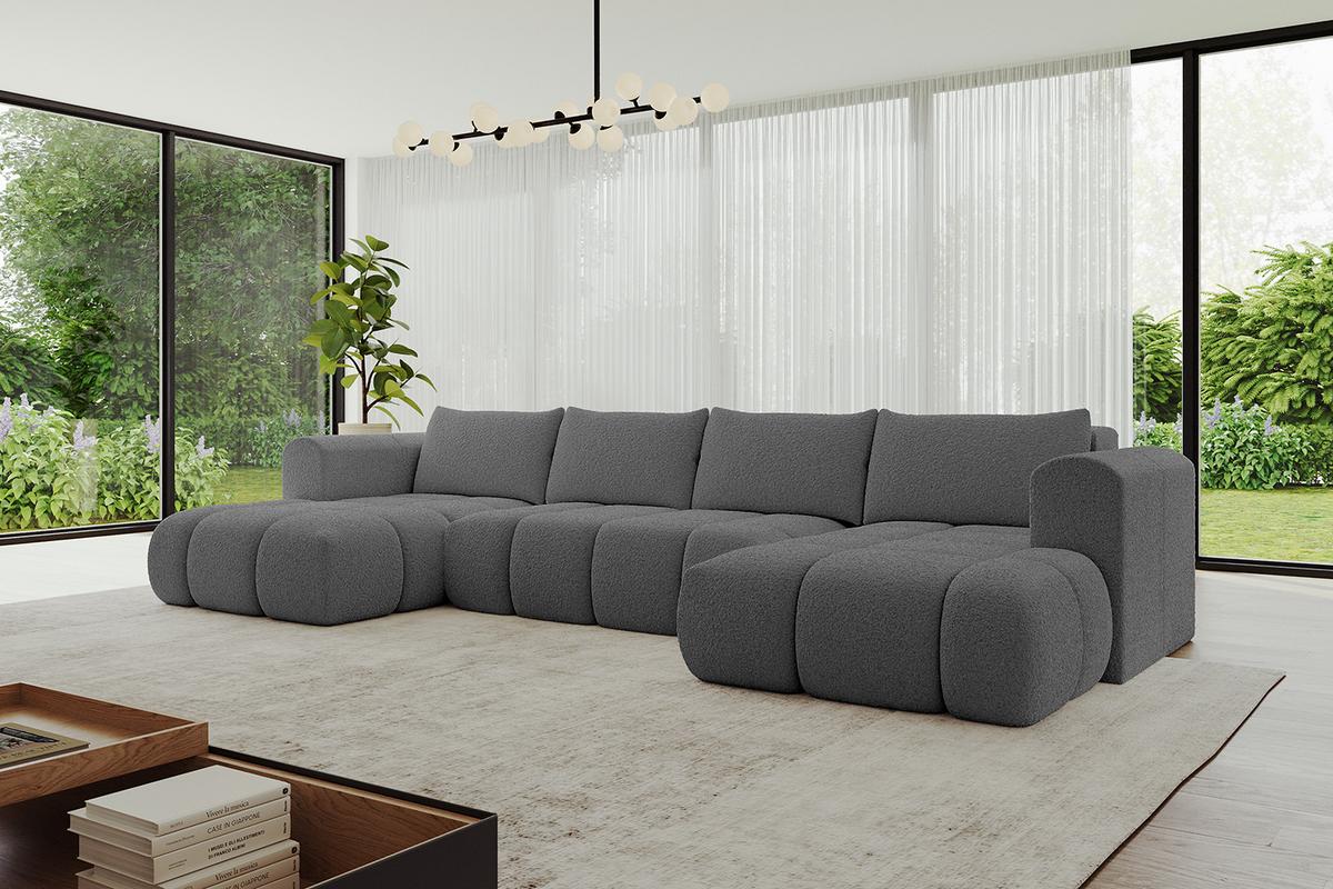 WOHNLANDSCHAFT CLOUD-U 405x185x90 Grau Bouclé - Grau, Holzwerkstoff/Kunststoff (405/90/185cm) - ALTDECOR