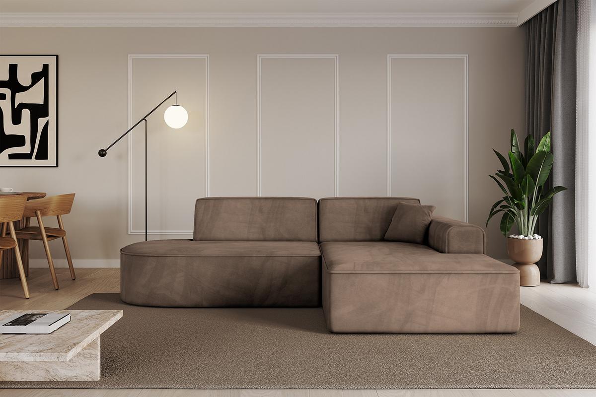 ECKSOFA Ottomane Rechts IREA-L1-v3 - 232x165x77 cm Braun - Braun, Holzwerkstoff/Textil (232/165cm) - ALTDECOR