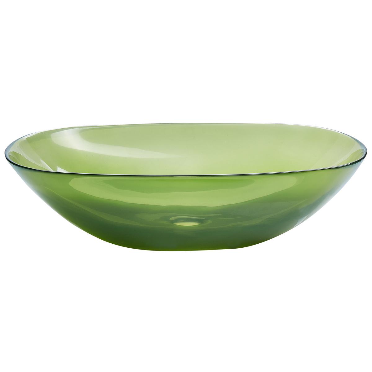 AUFSATZWASCHBECKEN Grün 54/36 cm Mineralwerkstoff Moengo - Transparent/Grün, Keramik (54/15/36cm) - Beliani