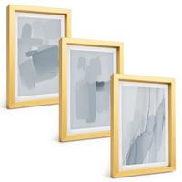 BILDER SET 3er Set - 20x30 cm Goldrahmen - Abstrakte Aquarellkunst - Goldfarben, Kunststoff (20/30cm) - TULUP