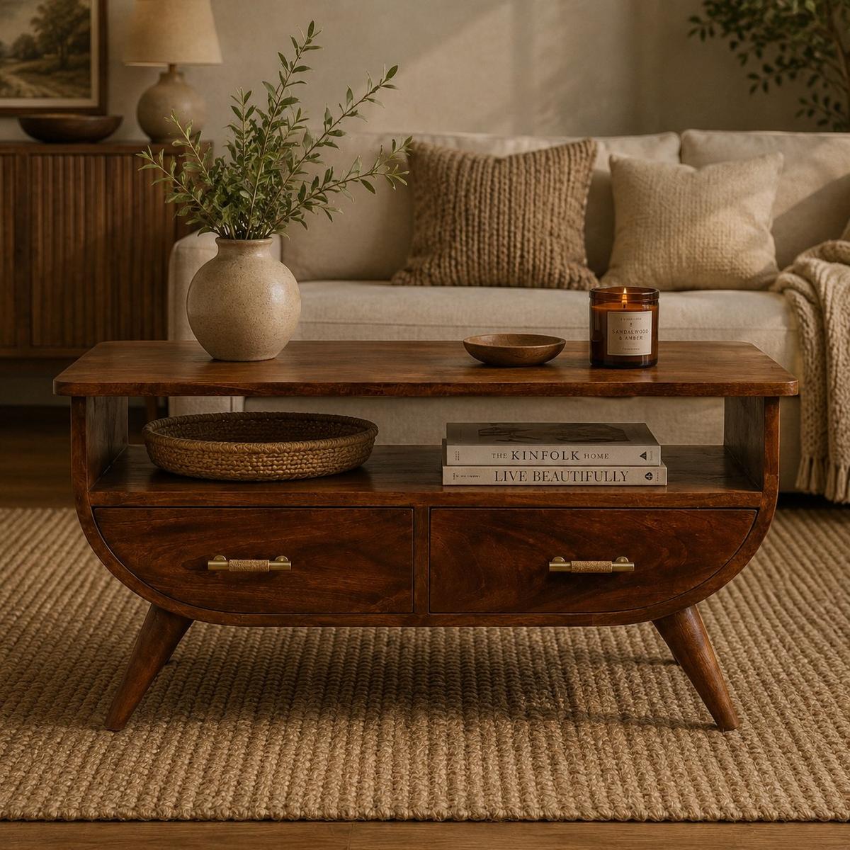 COUCHTISCH Agra - Braun, Holz (80/55/47cm) - Artisan Furniture
