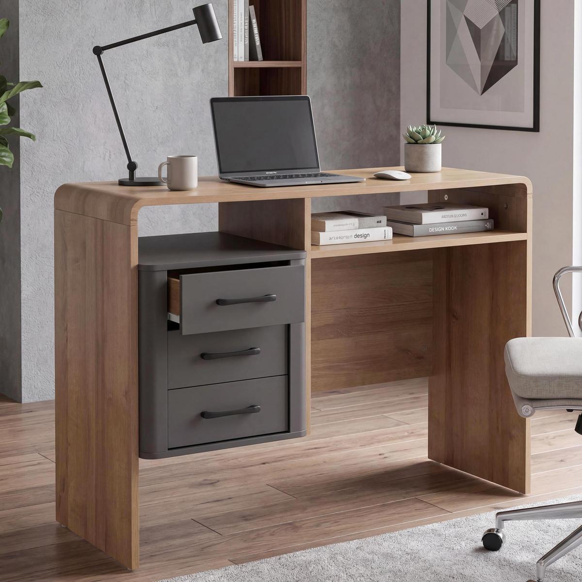 SCHREIBTISCH Dunkelgrau, Braun - Dunkelgrau/Braun, Holz (40/100/75cm) - MCW