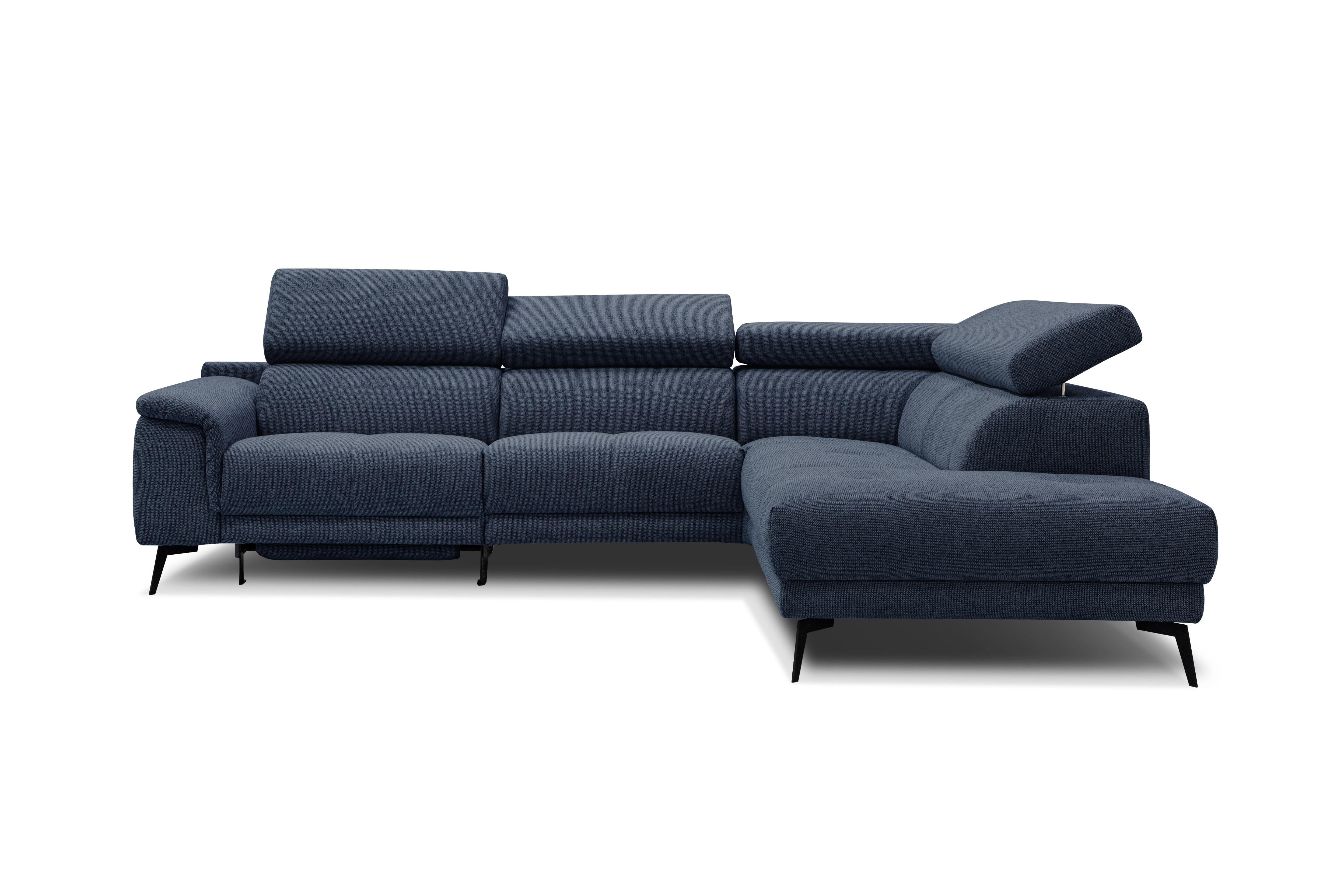 ECKSOFA FIERO 5-Sitzer mit 1 Relaxfunktion, dunkelblau - Dunkelblau, Holzwerkstoff/Textil (290/228cm) - Wozimo