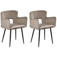 ESSZIMMERSTUHL 2er-Set Samtstoff Taupe Sanilac - Taupe, Textil (54/76/50cm) - Beliani