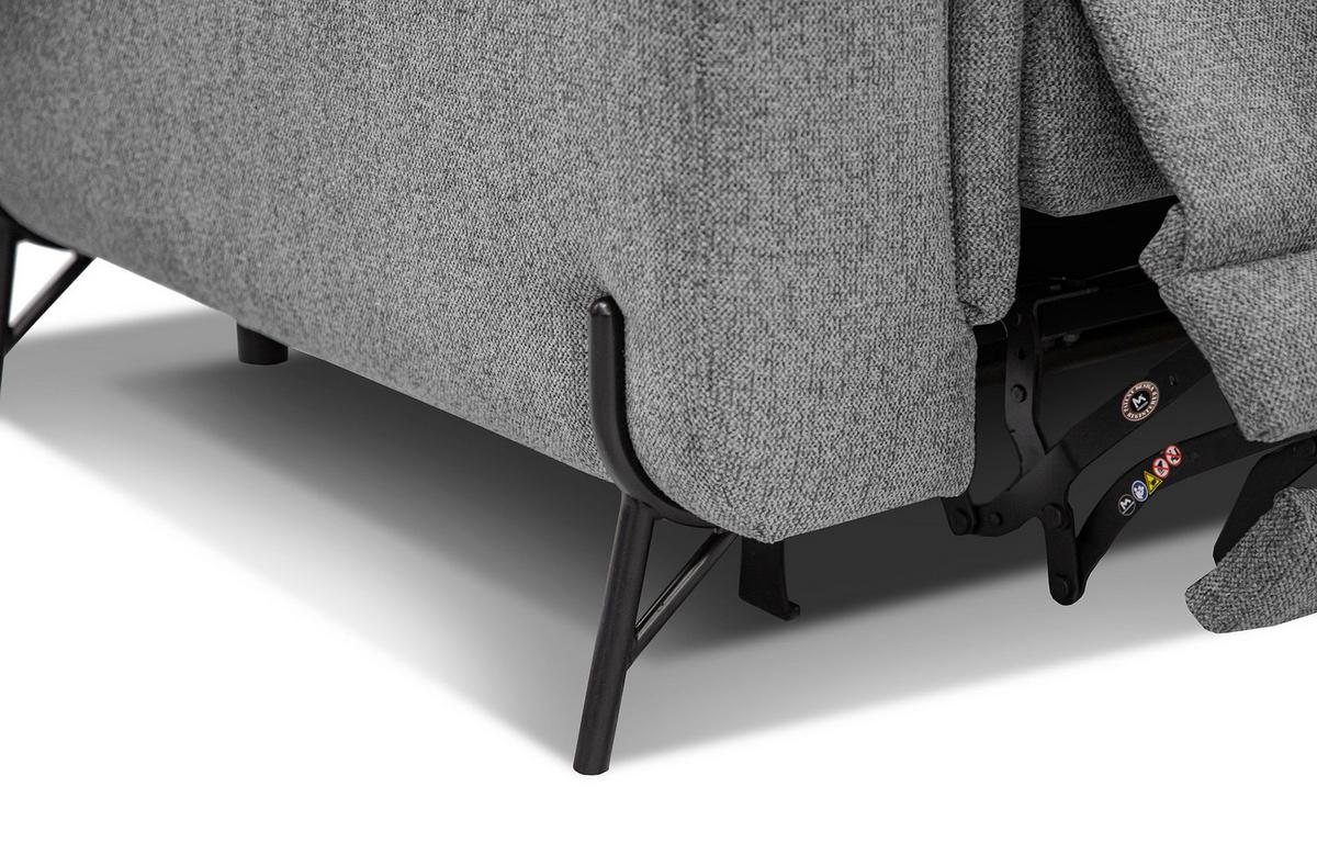SOFA AVENA 3-Sitzer mit 1 Relaxfunktion, grau - Grau, Holzwerkstoff/Textil (204/80/108cm) - Wozimo