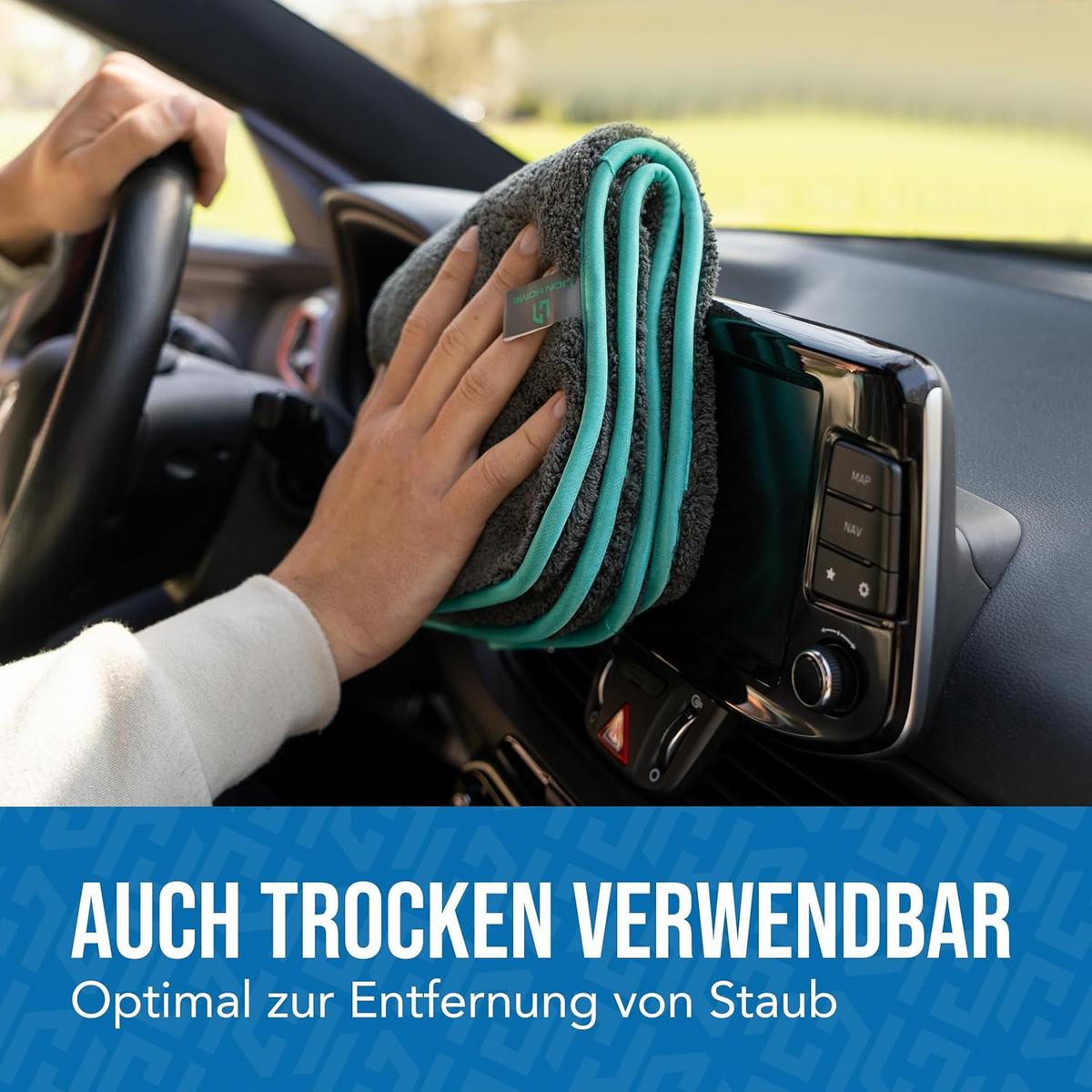 AUTO-MIKROFASERTÜCHER 3 Tücher plus 1 Handschuh - Multicolor, Textil (40/40cm) - Lion Home	
