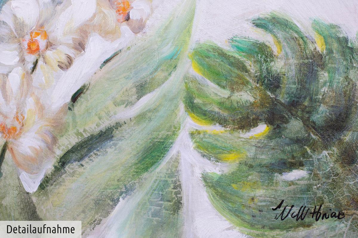 ACRYLBILD HANDGEMALT 60/60 cm - Weiß/Grün, Holz/Textil (60/60cm) - KUNSTLOFT