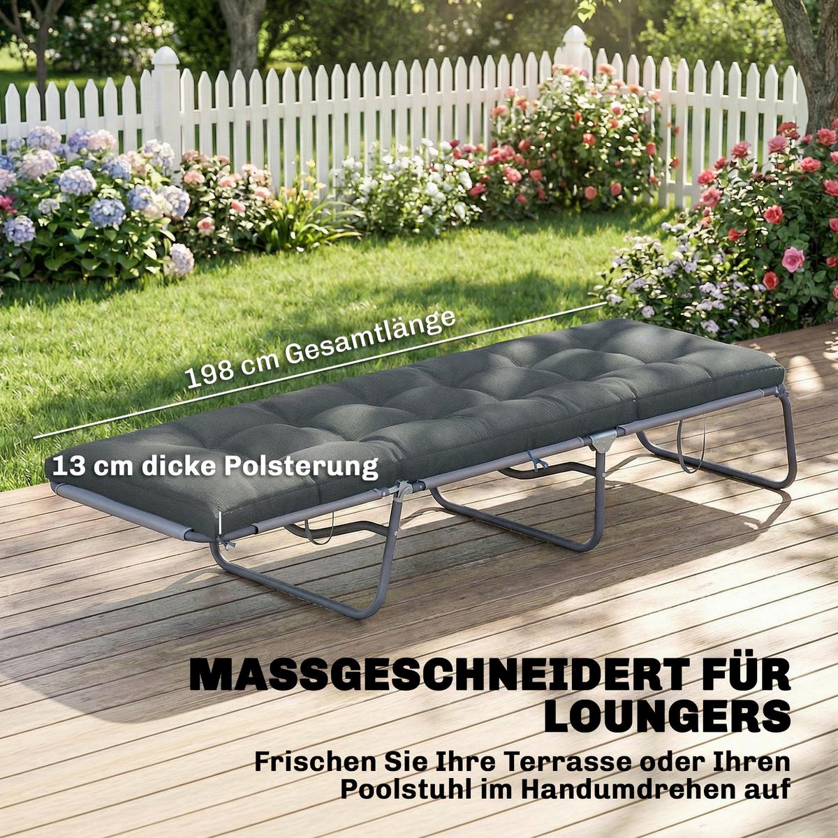 SITZKISSEN aus Polyester & PP-Baumwolle Dunkelgrau - Dunkelgrau, Textil (65/13/198cm) - Outsunny