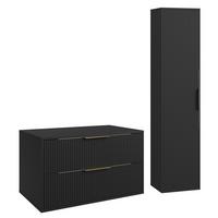 BADMÖBEL-SET Rimini 2 Teile Schwarz Matt - 80 x 46 x 46 cm - Schwarz, Holz (80/46/46cm) - Badplaats