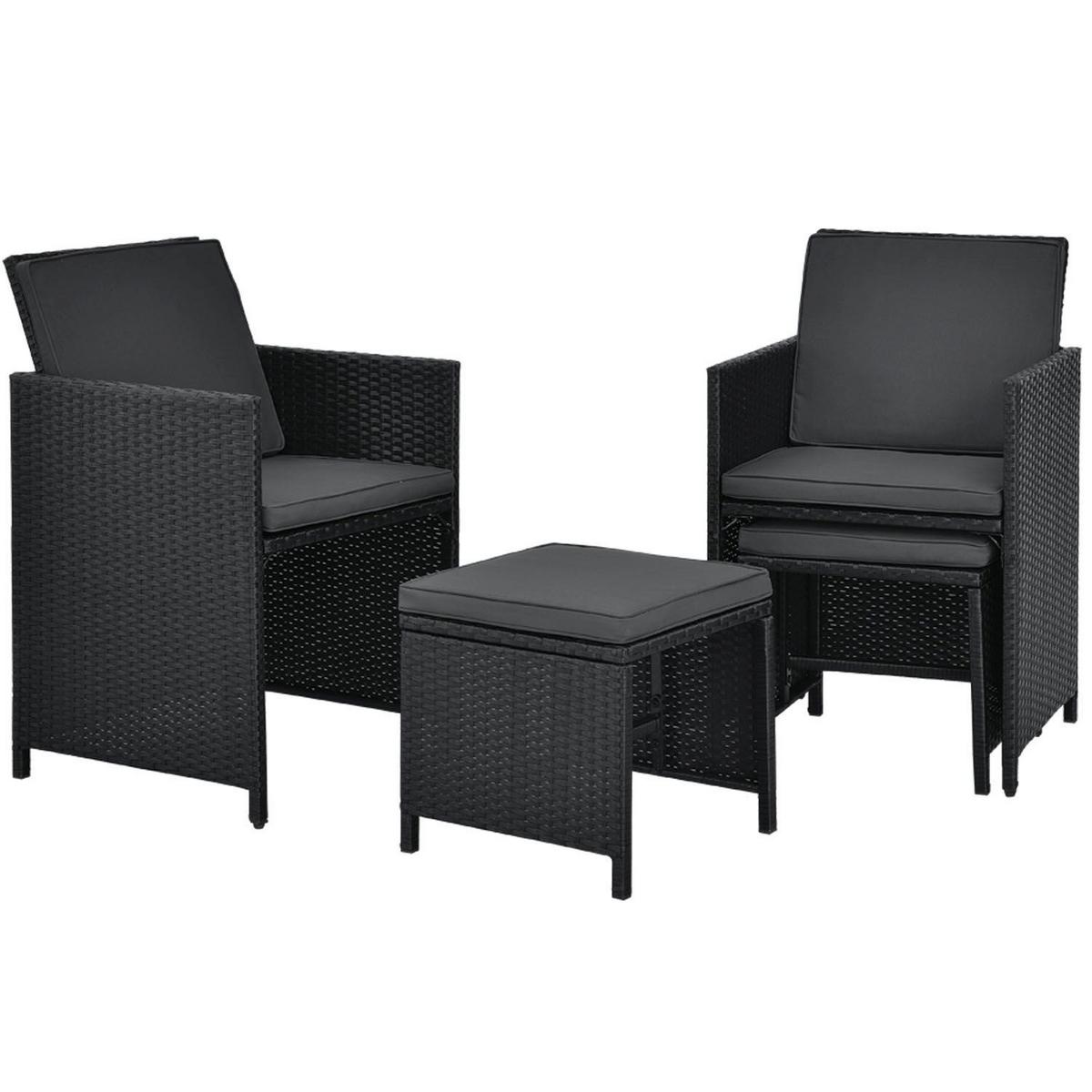 GARTENMÖBELSET Baracoa schwarz 9-tlg. - Schwarz, Kunststoff/Metall - Juskys