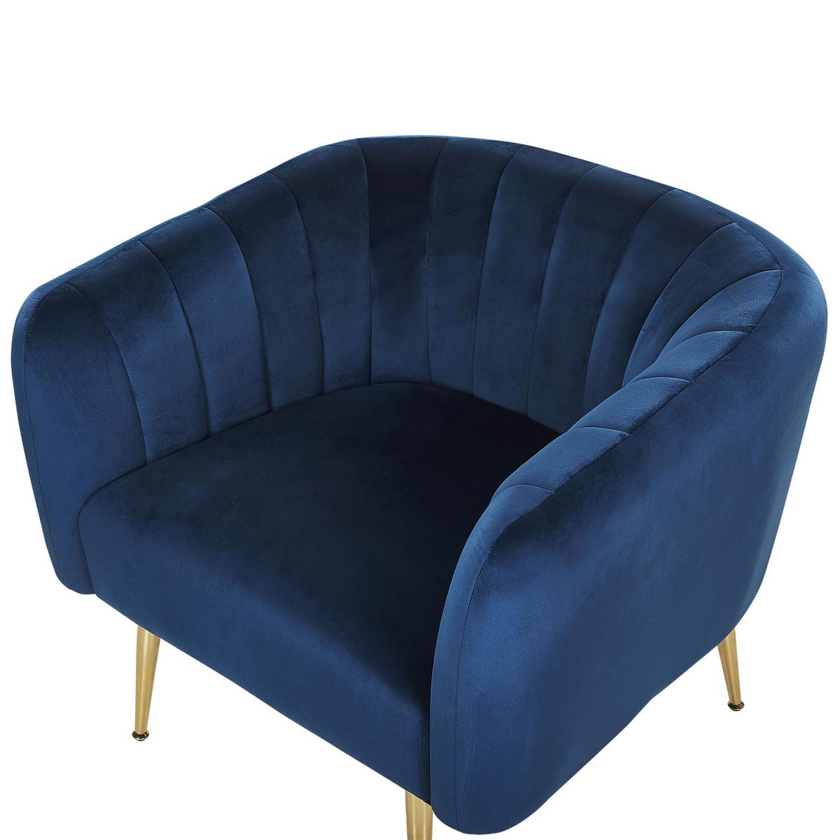 SESSEL Samtstoff Blau Laconia - Blau, Textil/Metall (85/72/62cm) - Beliani