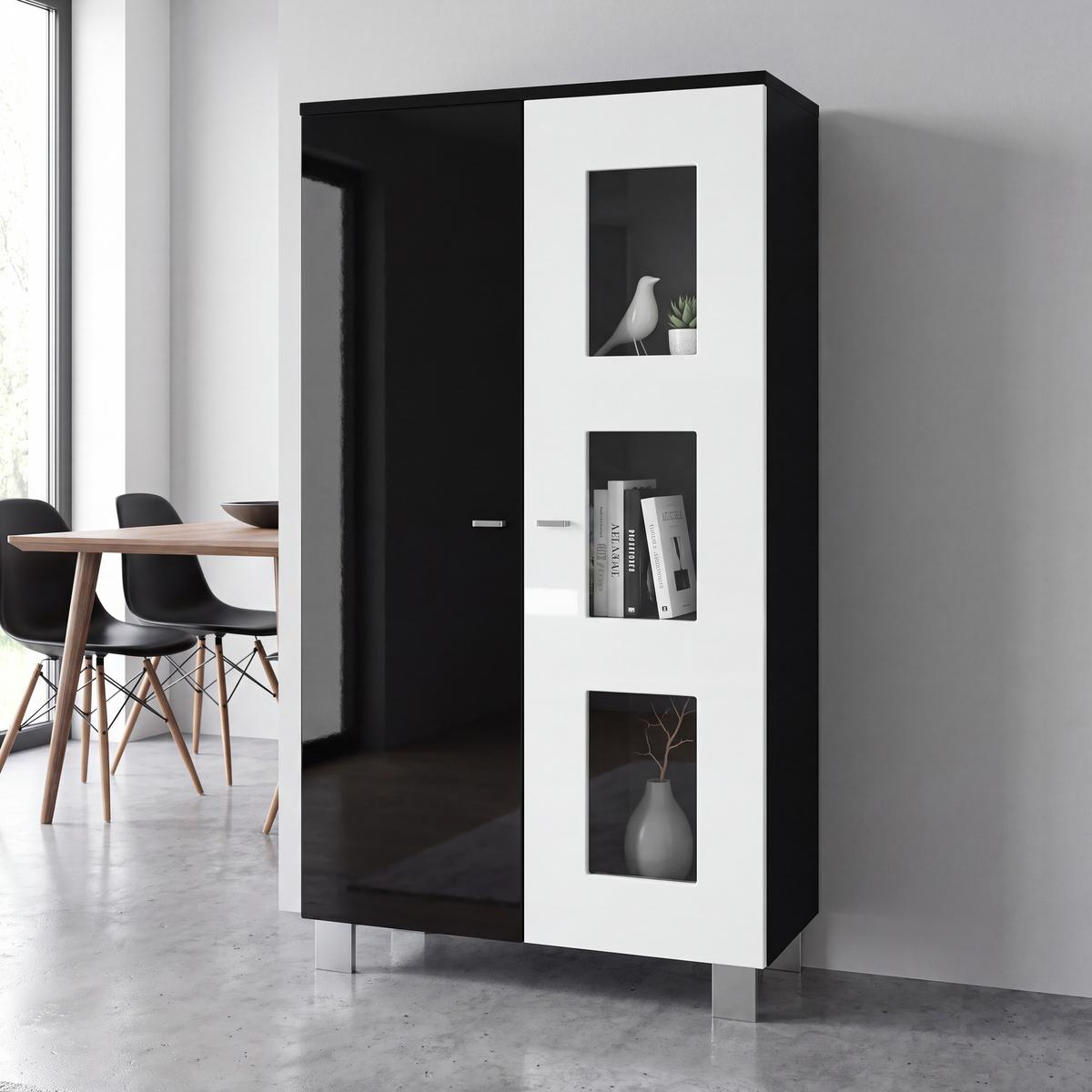 VITRINE Denjo Tür in Weiß Hochglanz - Weiß Hochglanz, Holzwerkstoff (71/129/35cm) - Vladon