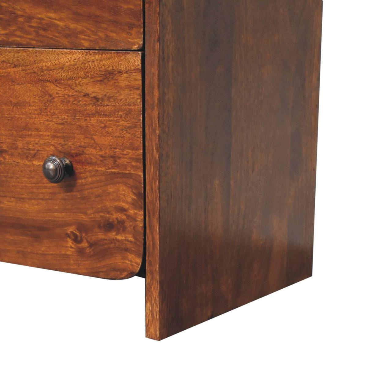KOMMODE Aspen Schlank, 3 Schubladen, Dunkelbraun - Messingfarben/Braun, Holz/Metall (70/80/35cm) - Artisan Furniture
