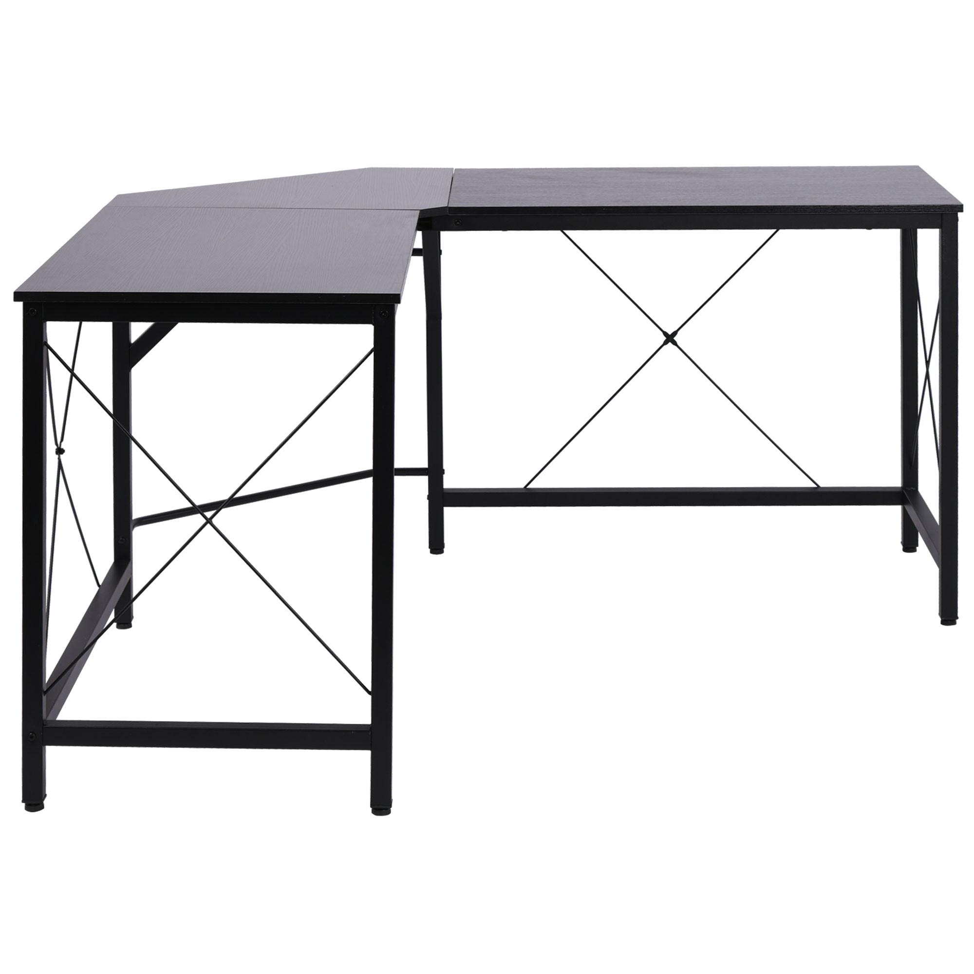 SCHREIBTISCH L-Form, MDF, Schwarz - Schwarz, Kunststoff (150/150/76cm) - HOMCOM