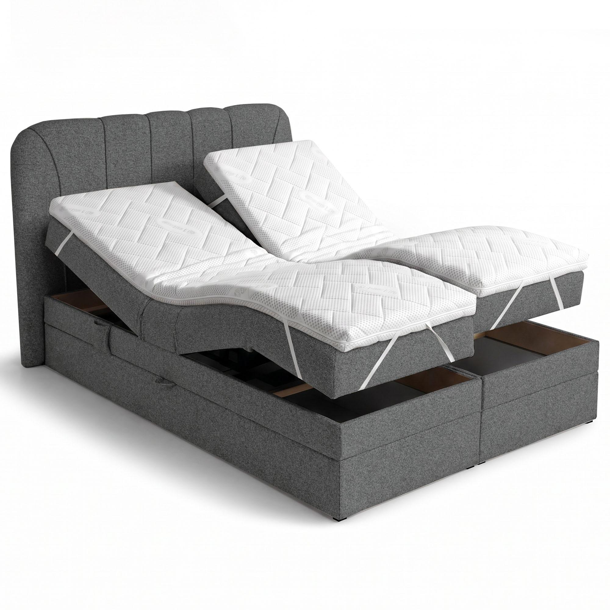 BOXSPRINGBETT Romeo mit elektrischer Matratzenverstellung, 180x200 cm, Dunkelgrau - Dunkelgrau, Textil (180/200cm) - Beautysofa