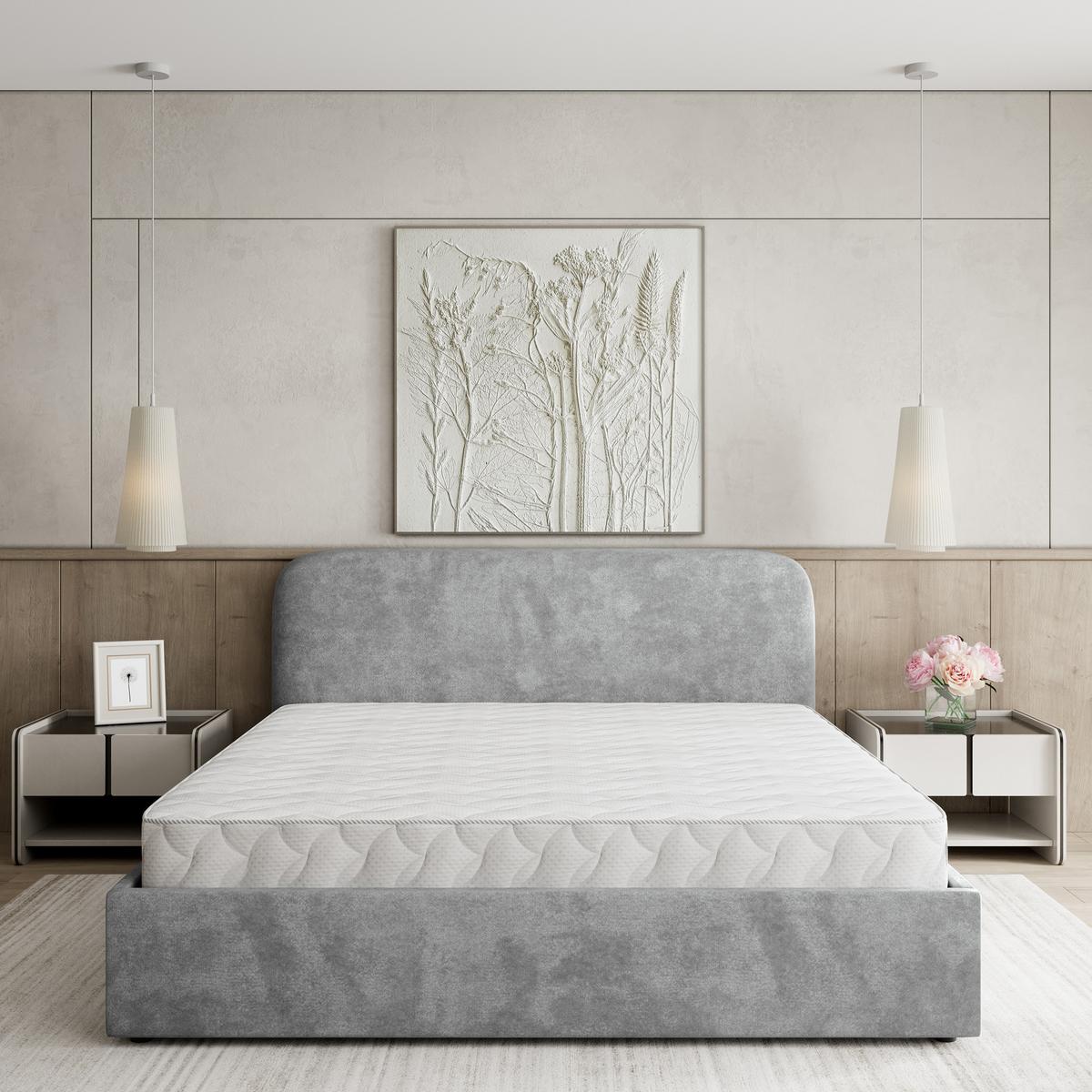 POLSTERBETT RENIVE K 200x200 cm mit Bettkästen - Hellgrau - Hellgrau, Holz/Textil - MASSENO