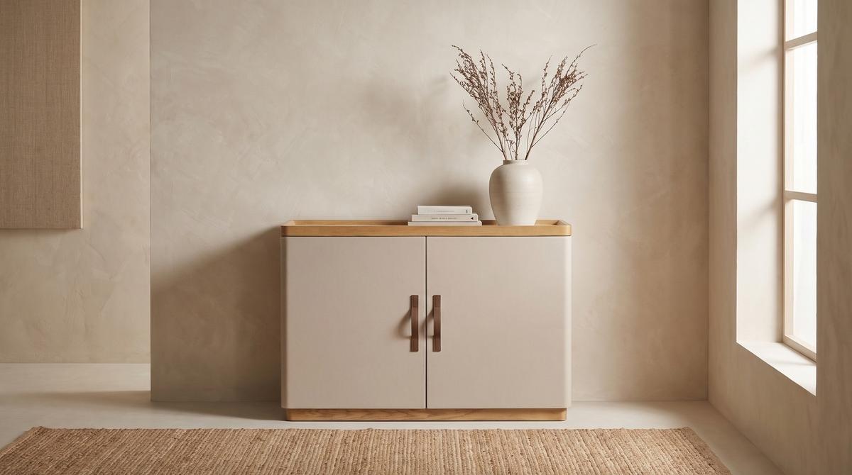 SIDEBOARD FLORIANA Weiß Eiche - Creme, Textil (180/200cm) - KAWOLA