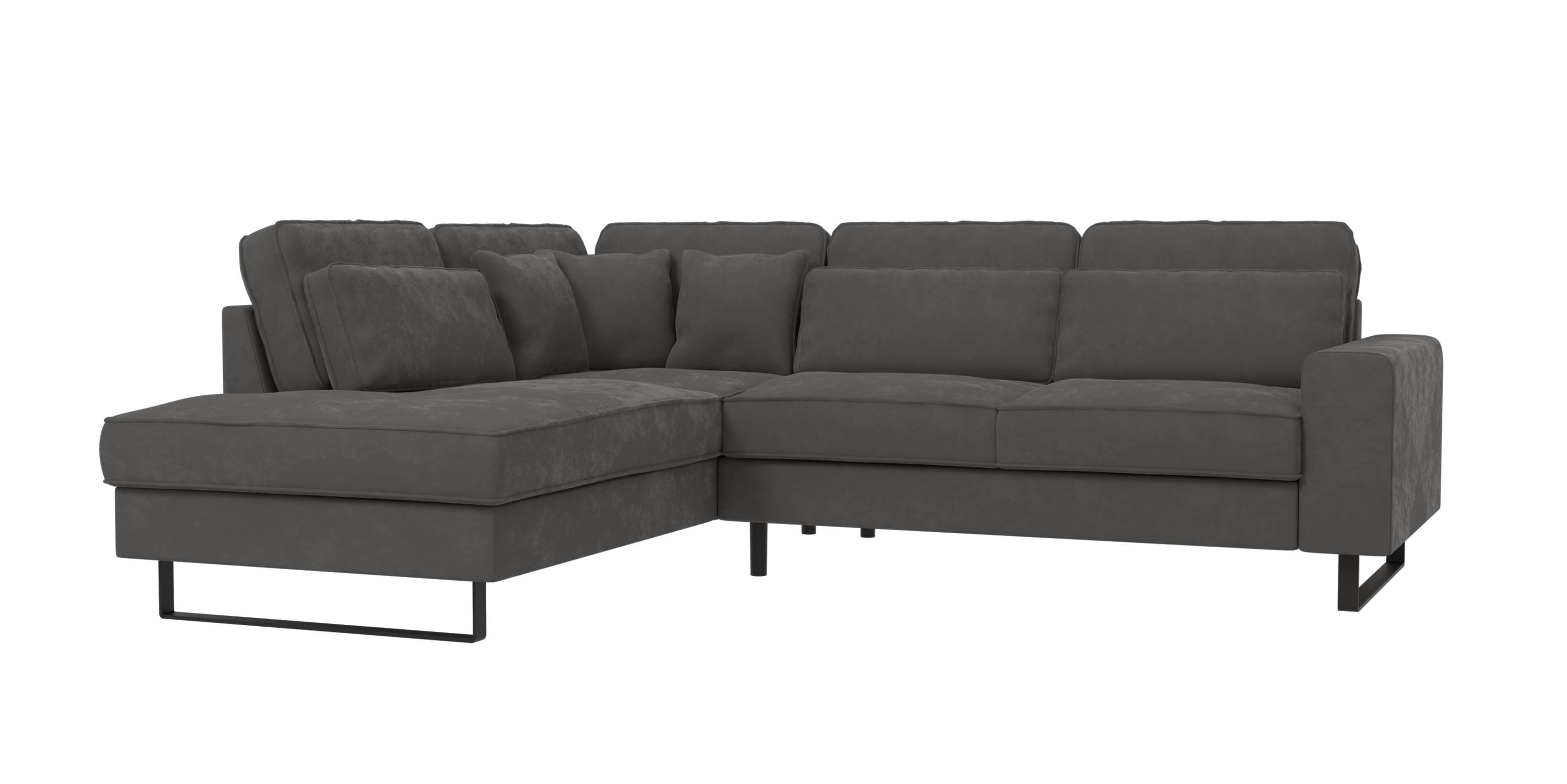ECKSOFA Zuri Grau Samt - Schwarz/Grau, Holz/Kunststoff (290/231cm) - S-Style Möbel